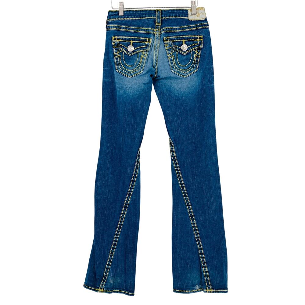 True Religion Flare Jeans Thick Gold Stitch Womens Size 26